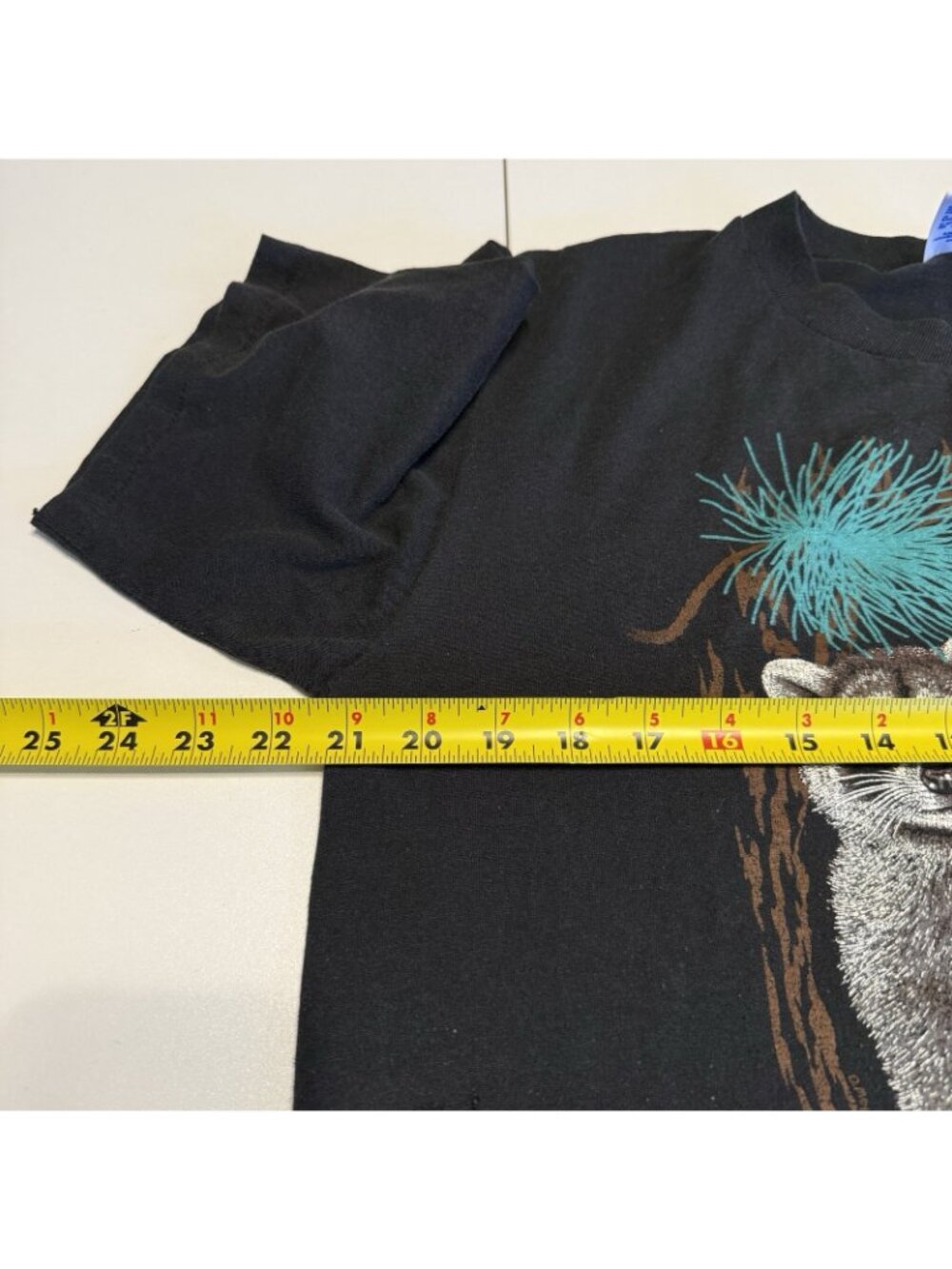 Vtg 1980s Raccoon Graphic Black T Shirt USA Jerzees Single Stitch Size XL - Picture 10 of 11